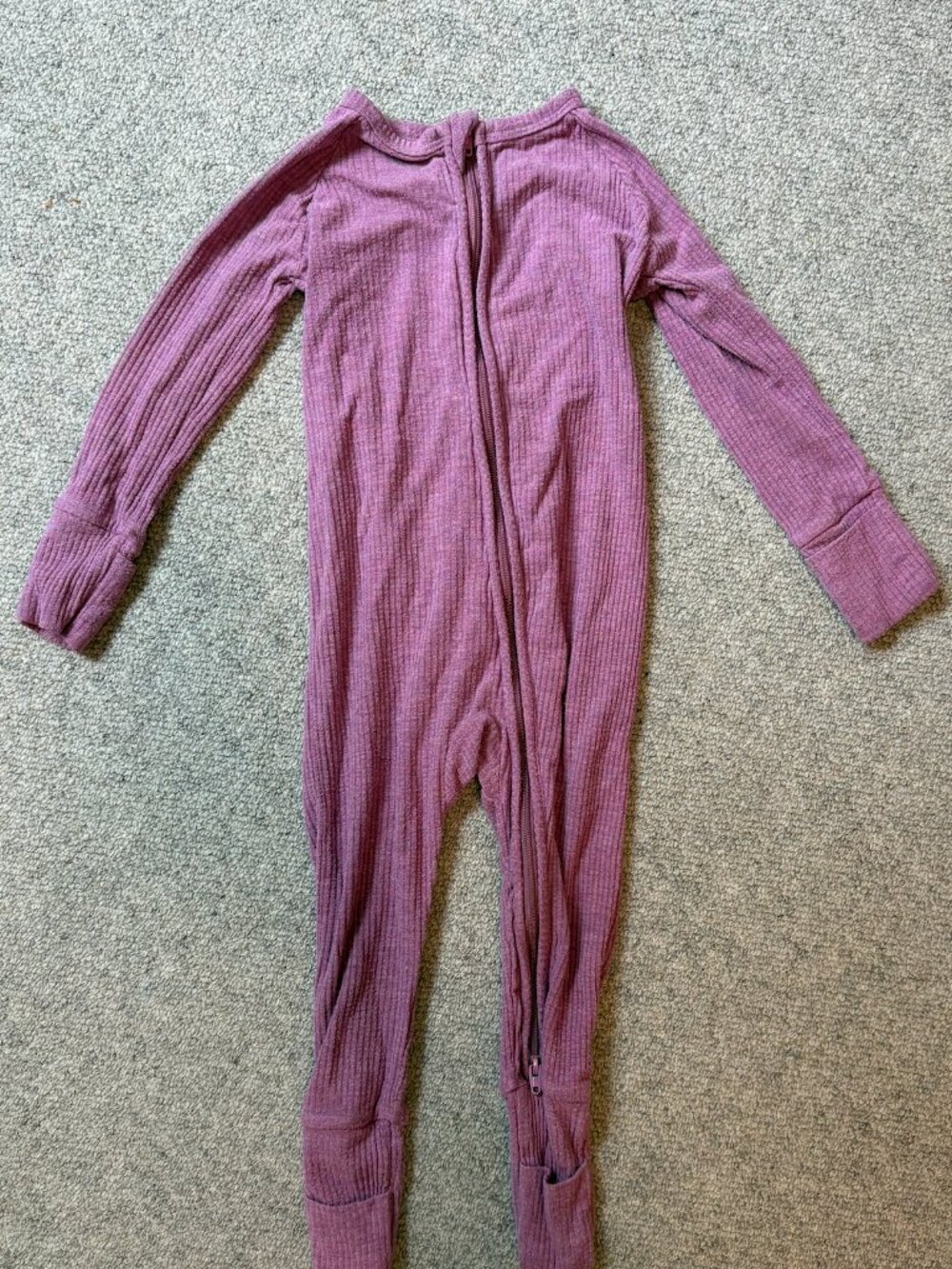 Little Sleepies Heather Mauve Ribbed Zippy (6–12M)